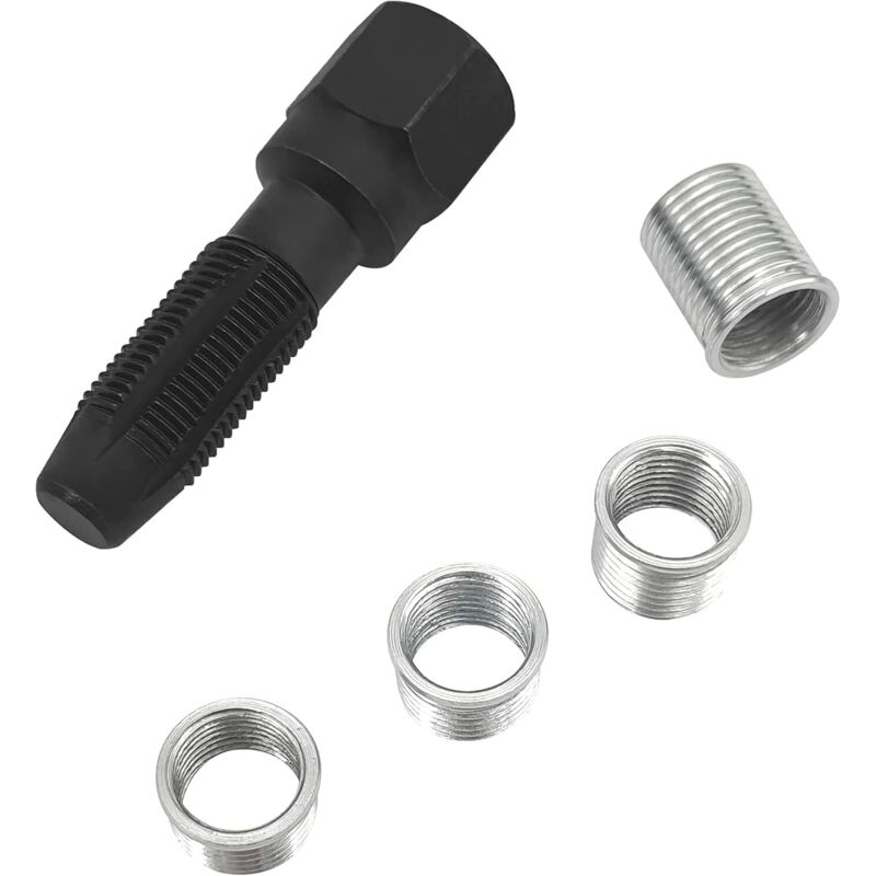 Kit de reparación de roscas de bujías (5 piezas, M14 x 1,25), kit para reenroscar culatas, herramienta para reenroscar bujías y herramienta para