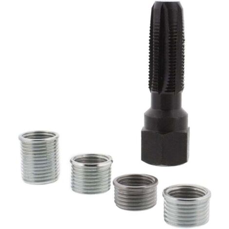 Kit de reparación de roscas de bujías m14x1,25, reparación de roscas m14 con 4 accesorios de machos de roscar, reparación de roscas de bujías incandescentes