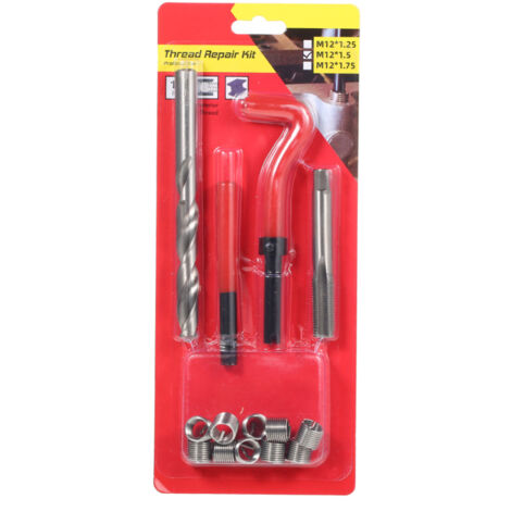 Kit de reparación de roscas métricas de 15 piezas M5 M6 M8 M10 M12 M14 Helicoil Car Pro Coil Tool M12  1.5