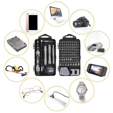 Kit de Réparation 120 Pièces Tournevis Multifonction Magnétisés pour Électronique