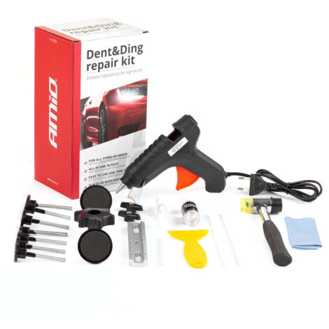 Kit de réparation de bosses amio amio-02833 avec pistolet à colle et marteau en caoutchouc