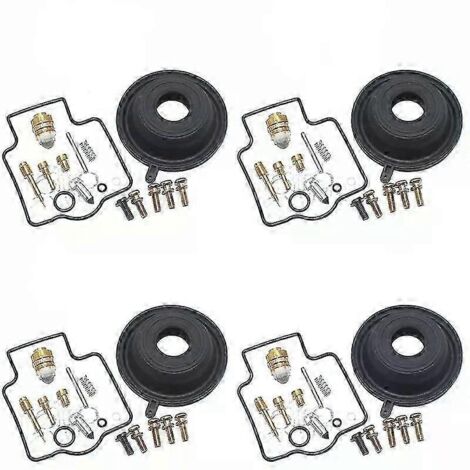 Kit de réparation de carburateur (4 pièces) pour ZX600D ZZR600D ZX ZZR 600 1990-1995 ZX600 ZZR600 : siège de soupape à flotteur, membrane à dépression.