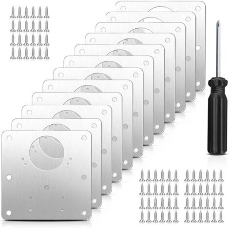 Kit de réparation de charnière, plaque de réparation de charnière d'armoire, 12 pièces pour armoires, kit de réparation de charnière en acier inoxydable, adapté au placard, fenêtre avec tournevis