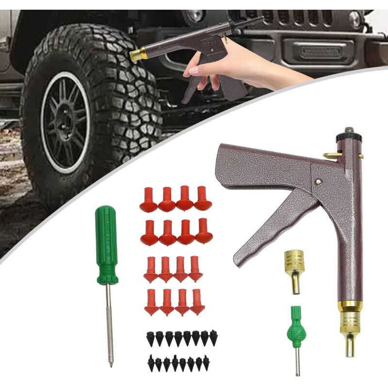 Kit de réparation de crevaison de voiture sans chambre à air avec bouchons champignons, buses, sondes - Kit de réparation de pneus pour moto,