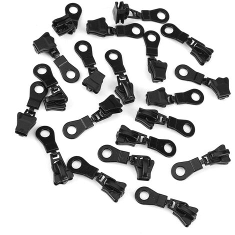 Kit de réparation de fermeture éclair, 20 curseurs métalliques 5 noir pour remplacement et couture