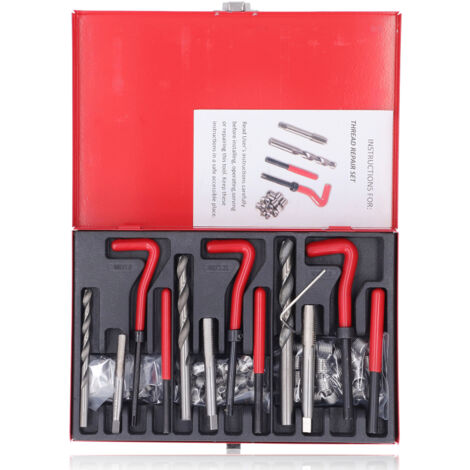 Kit de Réparation de Filet en Acier Inoxydable, Ensemble de Tarauds et Insert Hélicoïdal pour Filetage Métrique M6 M8 M10