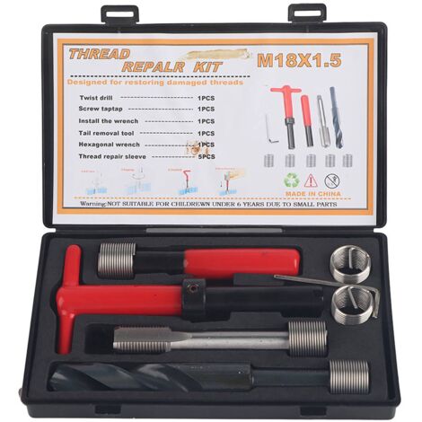 Kit de réparation de filetage, 10 pièces : clé à vis sans fin en acier inoxydable, insert fileté pour voiture M18x1,5