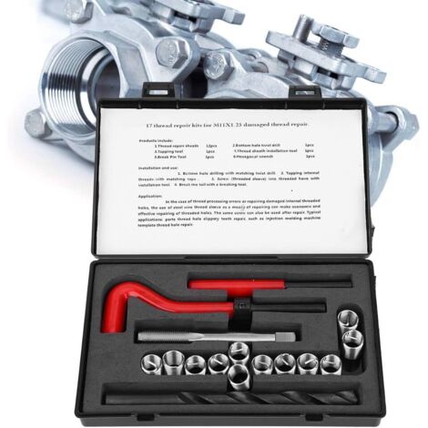 Kit de réparation de filetage 17 pièces M11 x 1,25 HSS