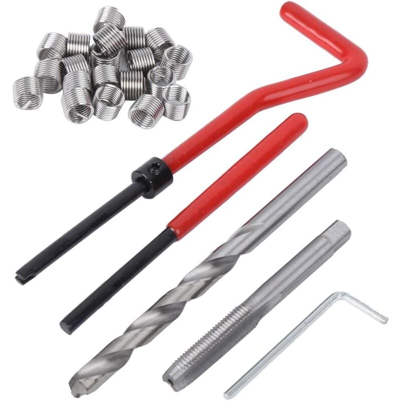 Ineasicer - Kit de Réparation de Filetage 25 Pièces, Inserts Filetés M7 avec étui de Rangement en Plastique Portable
