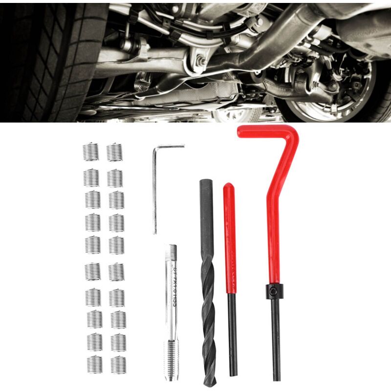 Ikodm - Kit de réparation de filetage 25 pièces, kit d'insertion de bobine en spirale filetée M7 pour machines de traitement, avec disjoncteur,