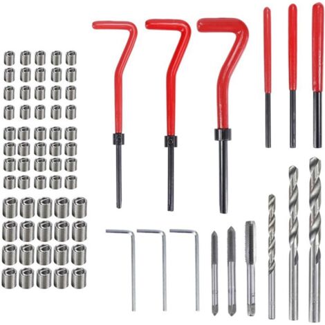 Kit de réparation de filetage 75 pièces – Inserts filetés M5 M6 M8 en acier rapide – Renforce les filetages dans les métaux mous