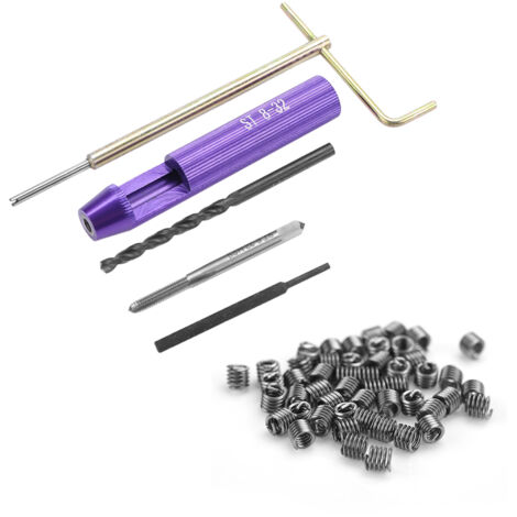 Kit de réparation de filetage avec 50 inserts hélicoïdaux en inox 8-32 UNC x 1.5D