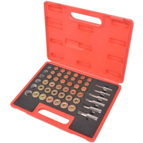 Vidaxl – Kit de réparation filetage bouchon vidange – 6 tarauds M13/M15/M17/M20/M22 – 36 bouchons 45CR – Mallette de rangement