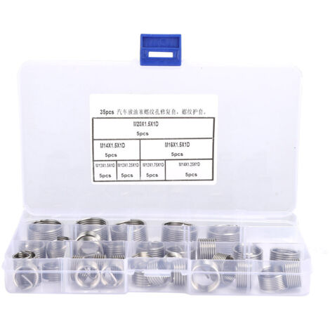 Kit de réparation de filetage pour bouchon de vidange, 35 pièces avec outils d'insertion et tarauds