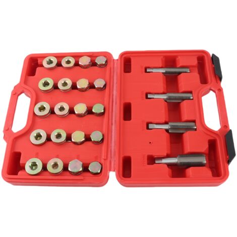 Kit de réparation de filetage pour carter d'huile, 64 pièces - Jeu d'outils pour bouchons de vidange de carter et de boîte de vitesses, M13, M15, M17, M20