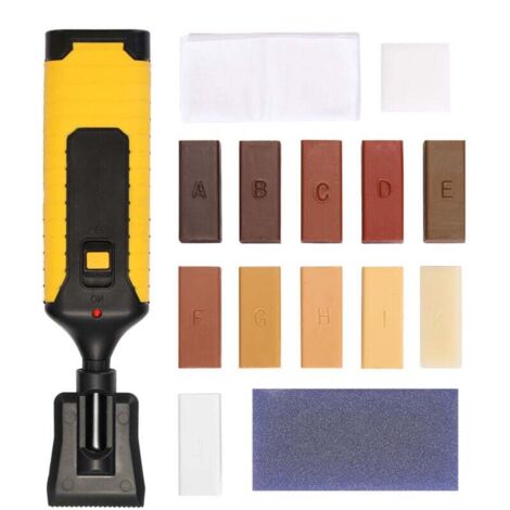 Kit de réparation de la maison de ménage Réparations du sol DIY outil de planche en bois multifonctionnel en bois rayures utilitaire réparateur avec 11 blocs de cire