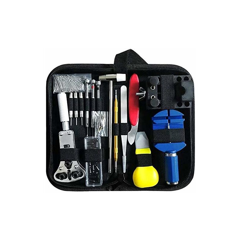 Groofoo - Kit de réparation de montre,147 outils de réparation de barre à ressort professionnels,kit d'outils de remplacement de batterie de montre