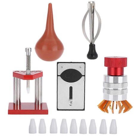Kit de réparation de montres 5 pièces comprenant : soufflette à air comprimé, outil d'ouverture de boîtier et outil de réglage des aiguilles.
