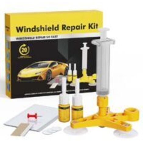 Kit de réparation de pare-brise – Répare éclats et fissures jusqu'à 30 cm – Résine haute résistance – Seringue à pression incluse