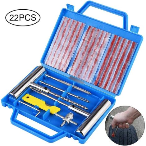 Kit de réparation de pneu 22PCS Kit de réparation avec gants jetables Tubeless Tire Wheel Crevaison Outil de meulage pour moto ATV Jeep Réparation de crevaison de pneu