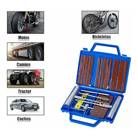 SWANEW Mèche Pneu Crevaison73Pcs, Kit de Réparation Pneu Bleu, pour Voitures,  Moto,Tracteur, Jeep,VTT, Camion