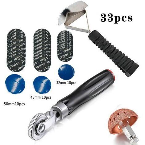 Kit de réparation de pneus 33 pièces - Rouleau de réparation de pneus, plaquettes de pneu, roues et rustines pour pneus de voiture - 42 mm