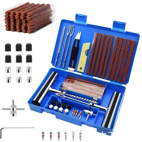 Kit de Réparation de Pneus 58PCS - Outils Complet - Pour Voiture, Motos, SUV - Facile à Utiliser