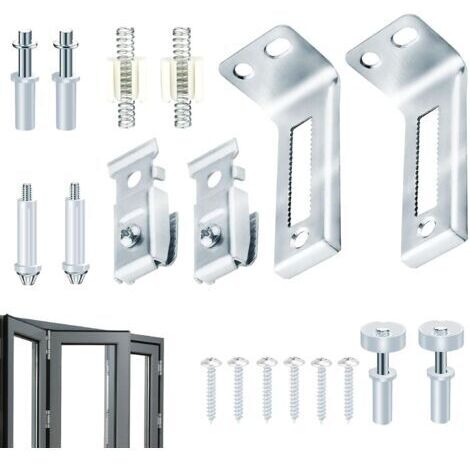 Kit de réparation de rails de porte coulissante (18 pièces), kit de quincaillerie pour porte coulissante pliante, porte de placard coulissante, kit de quincaillerie pour porte pliante de rangement