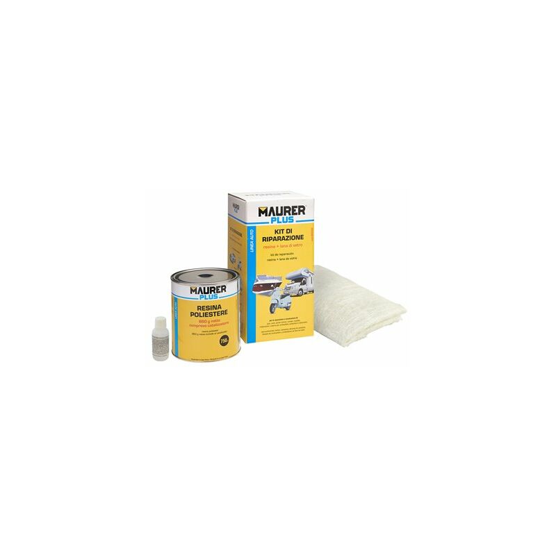 Maurer - Kit de réparation de résine polyester 750 ml avec durcisseur et fibre de verre
