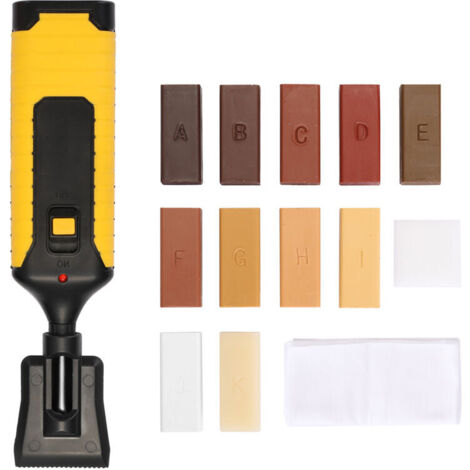 Kit de réparation de stratifié, kit de réparation de parquet en bois 11 pièces, outil de fusion de mise à niveau, 11 couleurs, cire dure pour mastic à bois, sols en vinyle, plan de travail de meubles,