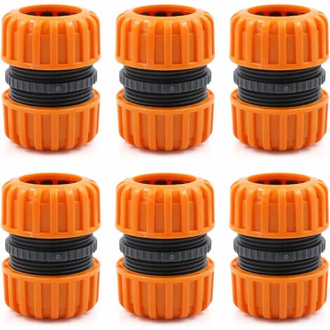 Kit de réparation de tuyau d'arrosage - pour raccorder 19 mm (3/4"), pour un raccordement facile et rapide ou un tuyau de réparation sans outils, jaune Fontainebleau 6Pcs Orange