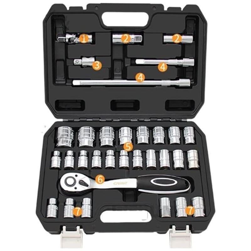 Kit de réparation de voiture de boîte à outils de 32 pièces, kit de douille de tournevis de clé de couple de cliquet