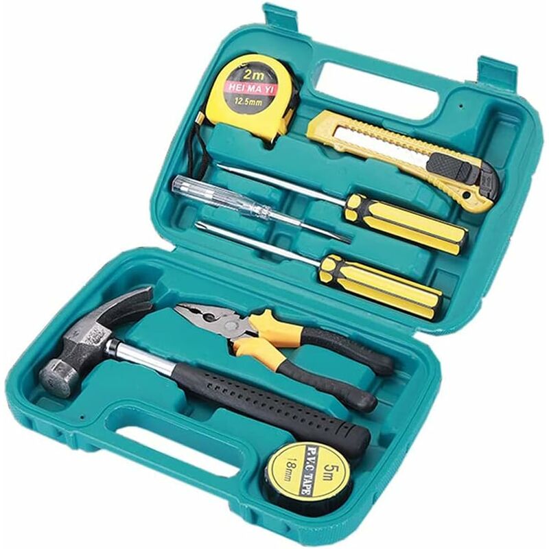 Kit de Réparation Domiciliaire 9 Pièces - Boîte à Outils Portable pour Maison/Bureau/Voiture