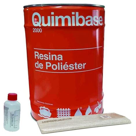 Kit de réparation en Résine Polyester 5 kg + Tissu en fibre de verre Mat300 5m2 + Catalyseur