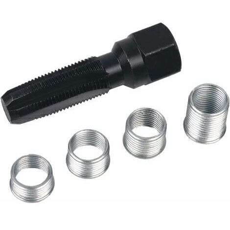 Kit de réparation filetage bougies M14 x 1,25 – 5 pièces – Alésoir 14 mm en acier au chrome vanadium – Résistant à l'oxydation