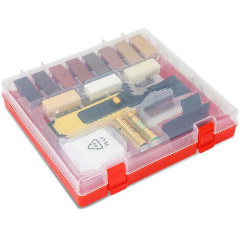 Kit de Réparation Parquet - 11 Bâtons de Cire Colorés pour Rayures sur Sol Stratifié - Outil de Retouche avec Chauffe-Cire