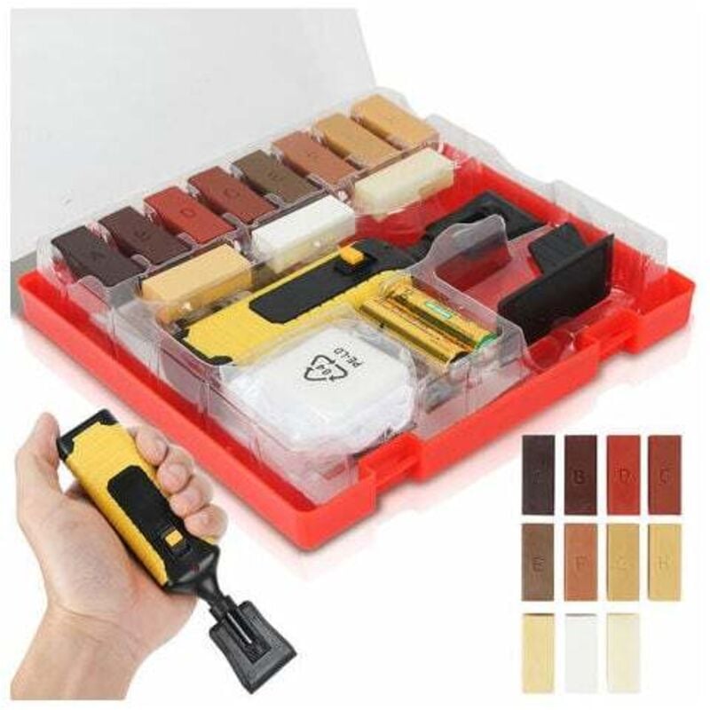 Kit de Réparation Parquet Sol Set 11x Baton de Cire en Différentes Couleurs pour Réparations Stratifié Laminé - Outil Retouche Rayure--TRIMEC