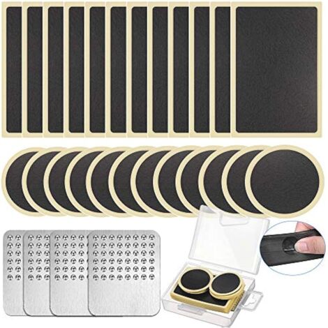 Kit de Réparation Pneu Vélo Auto-Adhésif Sans Colle avec Râpe Métallique pour Chambre à Air VTT et Route