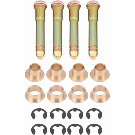 Kit de réparation pour charnières de portes de véhicules - 4 Épingles en zinc + 8 Bushings + 8 Clips E-ring - Compatible Honda Civic, Accord, CR-V, CRX, CX, DX, EX, SI, EG6, B16, D16, EK