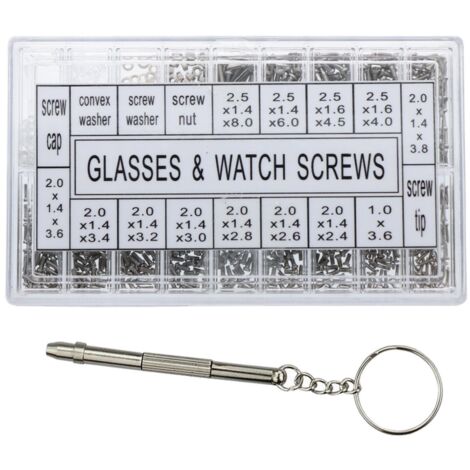 Kit de réparation pour montres, lunettes de soleil, monocles, boîte à outils de 1 000 vis en acier inoxydable avec tournevis
