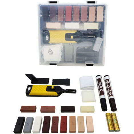 Kit de réparation pour parquets en bois massif – Crayons cire multi-teintes pour rayures sur sols stratifiés et contrecollés – Outil de retouche efficace