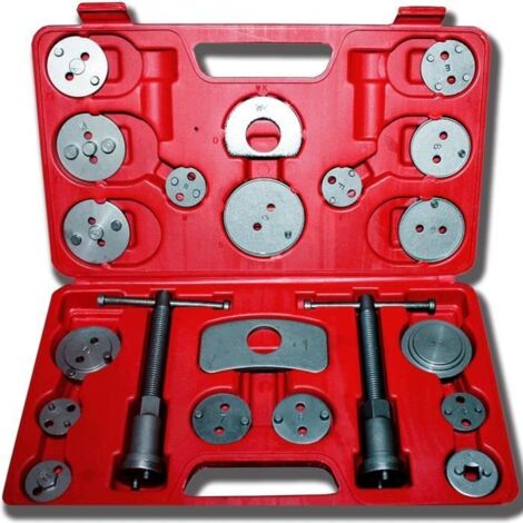 Kit de Réparation pour Repousse Piston, Set d\'Outils pour Étrier de Frein, 21 pièces, avec une mallette rouge, Matériau: Acier C45