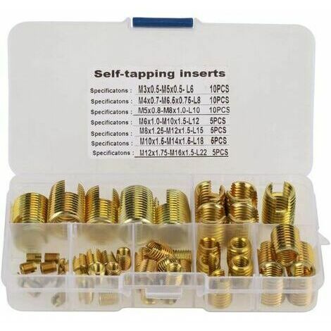 Kit De Réparation Rainure Ecrou A Sertir Insert Laiton Auto Taraudeur Quincaillerie Du Meuble Adaptateur Filetage Fileté Plastique Tournevis - Auto-taraudeur Ton En 50pcs Rainurés Ensemble Outil