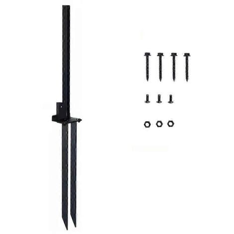 Kit de réparation robuste pour poteaux de clôture en acier - Supports d'ancrage et piquets de sol pour réparer les poteaux en bois inclinés ou cassés