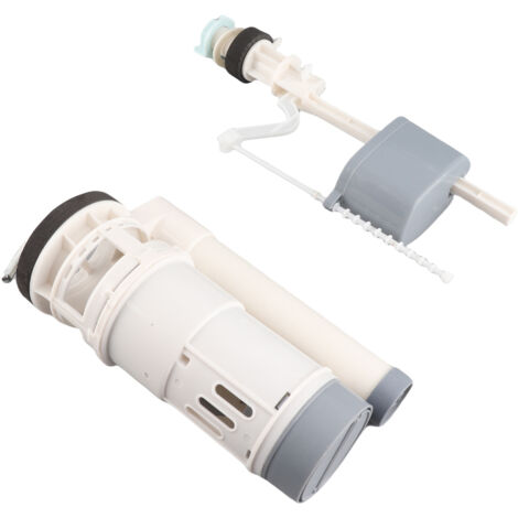 Kit de réparation toilette universel - Robinet de remplissage et valve de chasse 20cm avec bouton-poussoir - ABS/PP - Économiseur d'eau - Dual flush