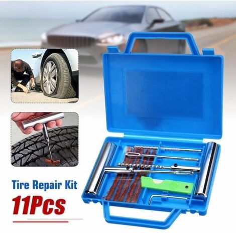 Kit de réparation Tubeless - Non spécifié - 11pcs - Outils de réparation - Compatible voiture - Couleur bleue