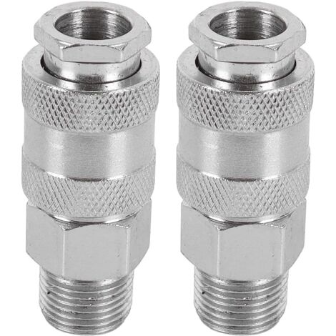 Kit de réparation tuyau d'air pour compresseur pneumatique industriel (2 raccords rapides 3/8" BSP mâle x femelle) -