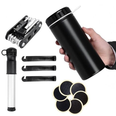 Kit de réparation vélo avec mini-pompe, kit d'outils multifonctions 14 en 1 et étui de rangement pour outils de vélo de 750 ml
