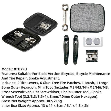 Kit de réparation vélo portable, ensemble d'outils multifonctions pour entretien de base de bicyclettes et VTT.