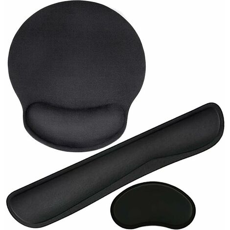 Kit de Repose Poignet Clavier, Tapis Souris Ergonomique avec Repose Poignet Tapis antidérapant Tapis de Sourie Mousse Mémoire Accessoires Bureau pour Ordinateur, Portable (Noir)
